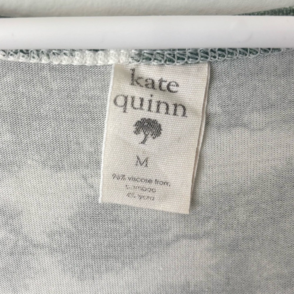 Kate Quinn Long Sleeve V Neck White Green Bamboo Dress Tree Forest Pattern - Picture 4 of 7